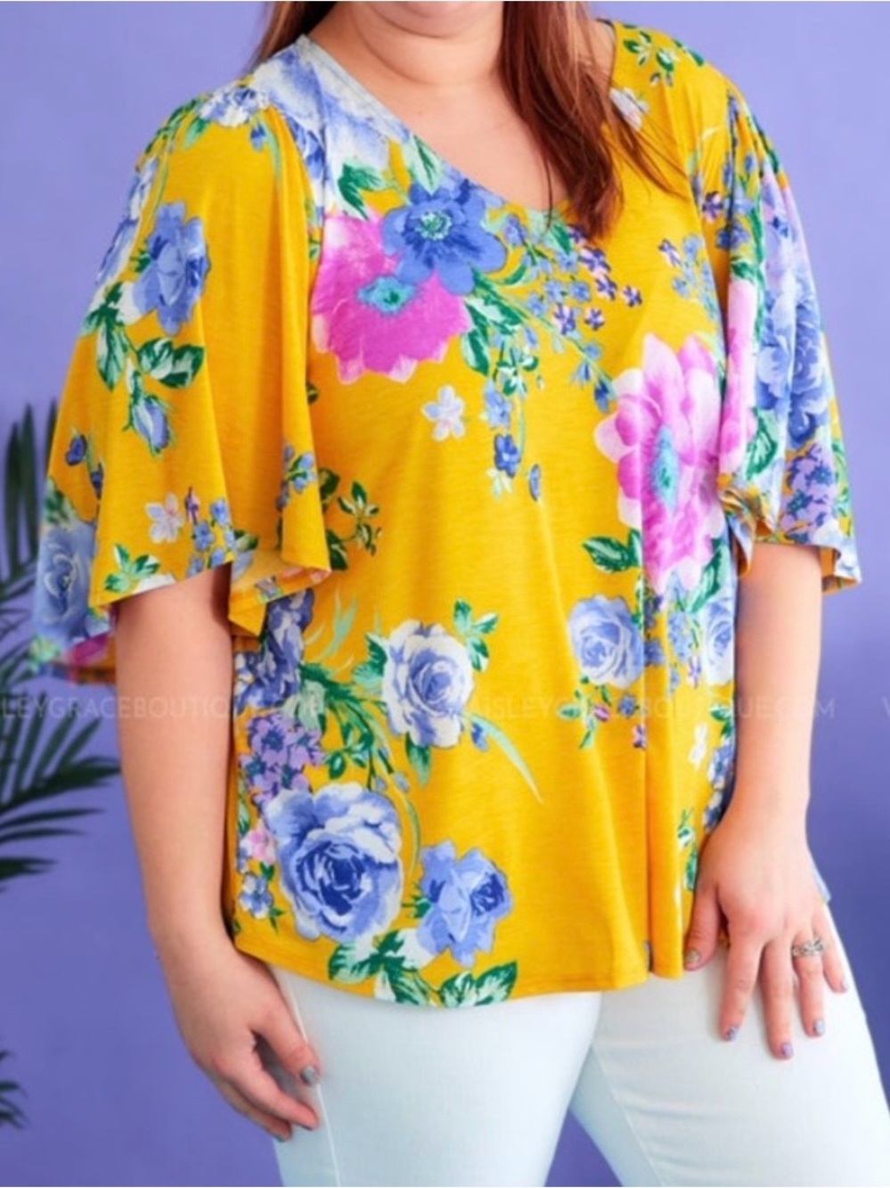 Dear Scarlett Yellow Floral Blouse – Wrinkle‑Free Stretch Top